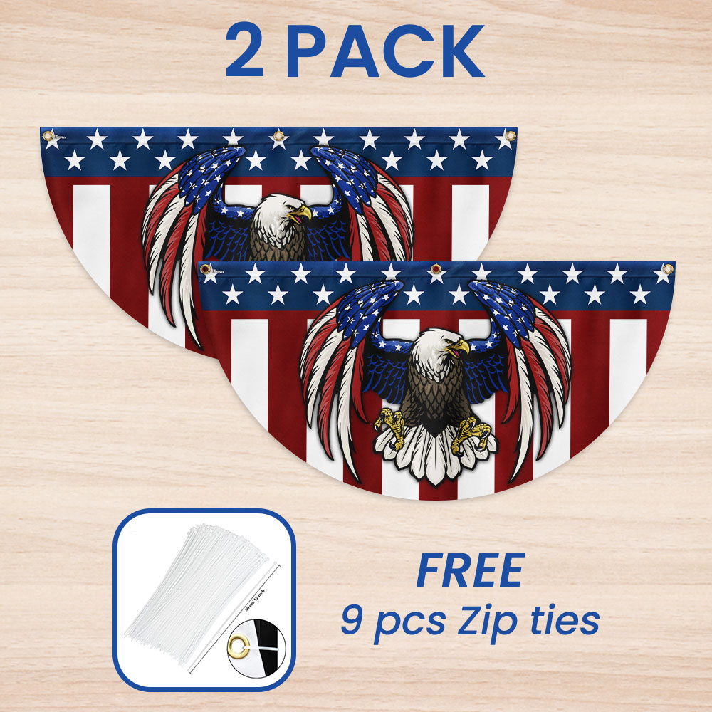 American Bald Eagle Patriotic Non-Pleated Fan Flag