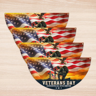Veterans Day Honoring All Who Served Kneeling Soldier Non-Pleated Fan Flag