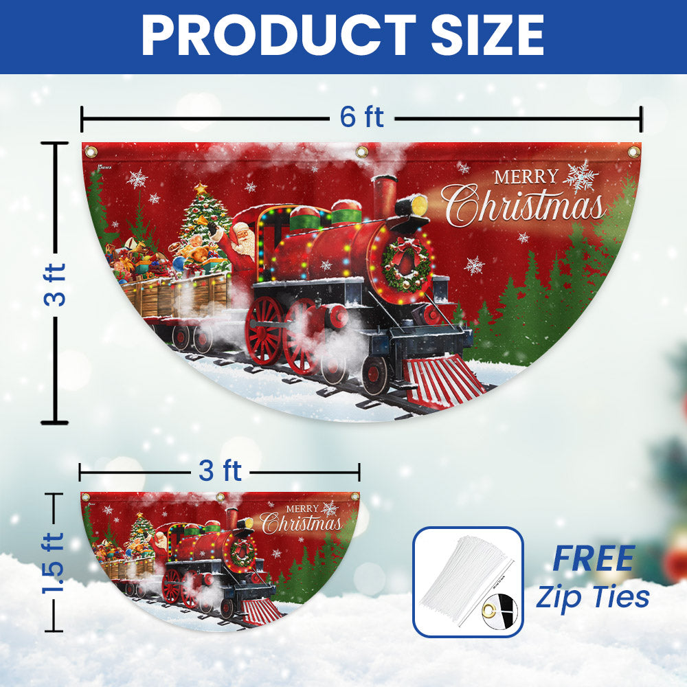 Christmas Santa Train Santa Claus Non-Pleated Fan Flag