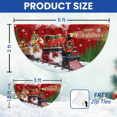 Christmas Santa Train Santa Claus Non-Pleated Fan Flag