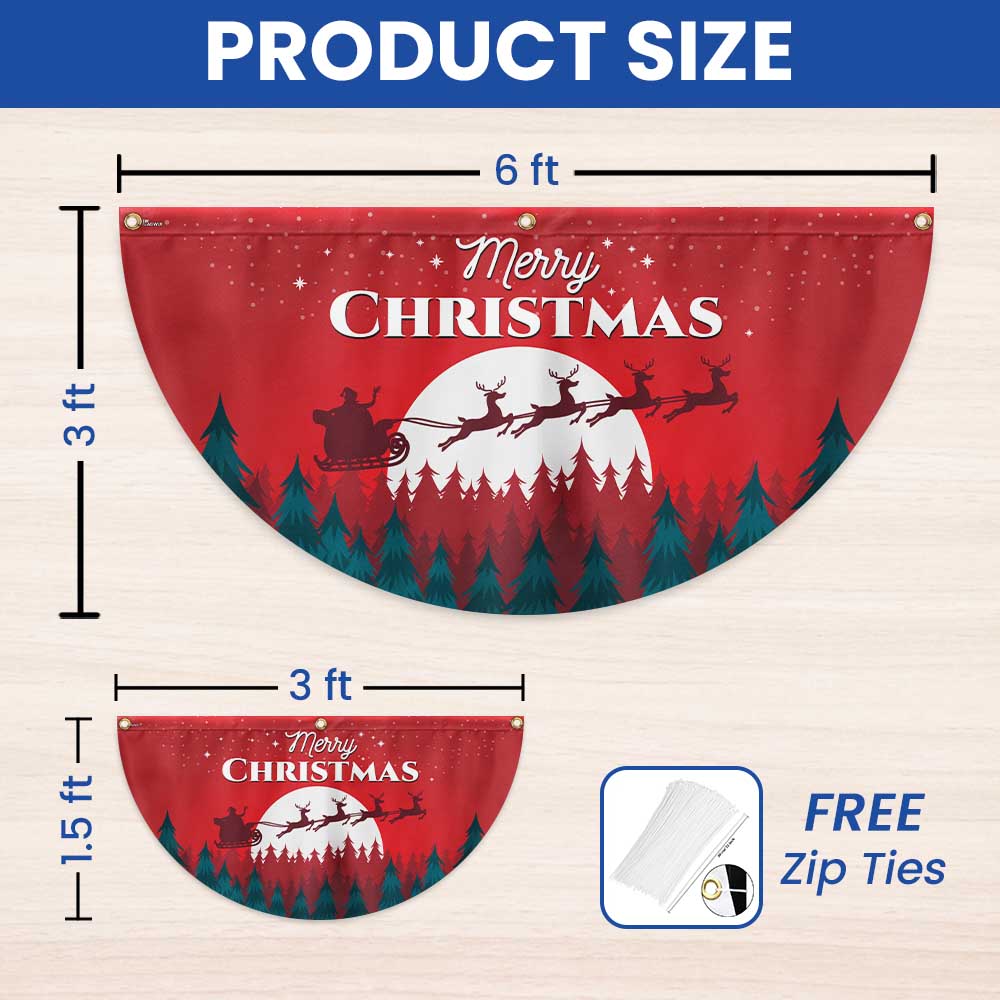 Christmas Fan Flag Xmas Santa's Sleigh Non-Pleated Fan Flag