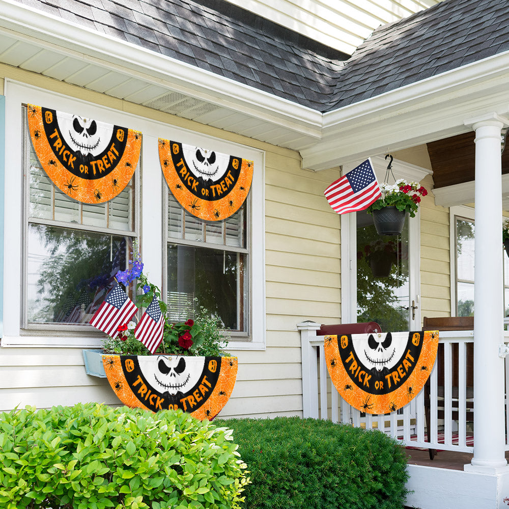 Trick Or Treat Happy Halloween Non-Pleated Fan Flag