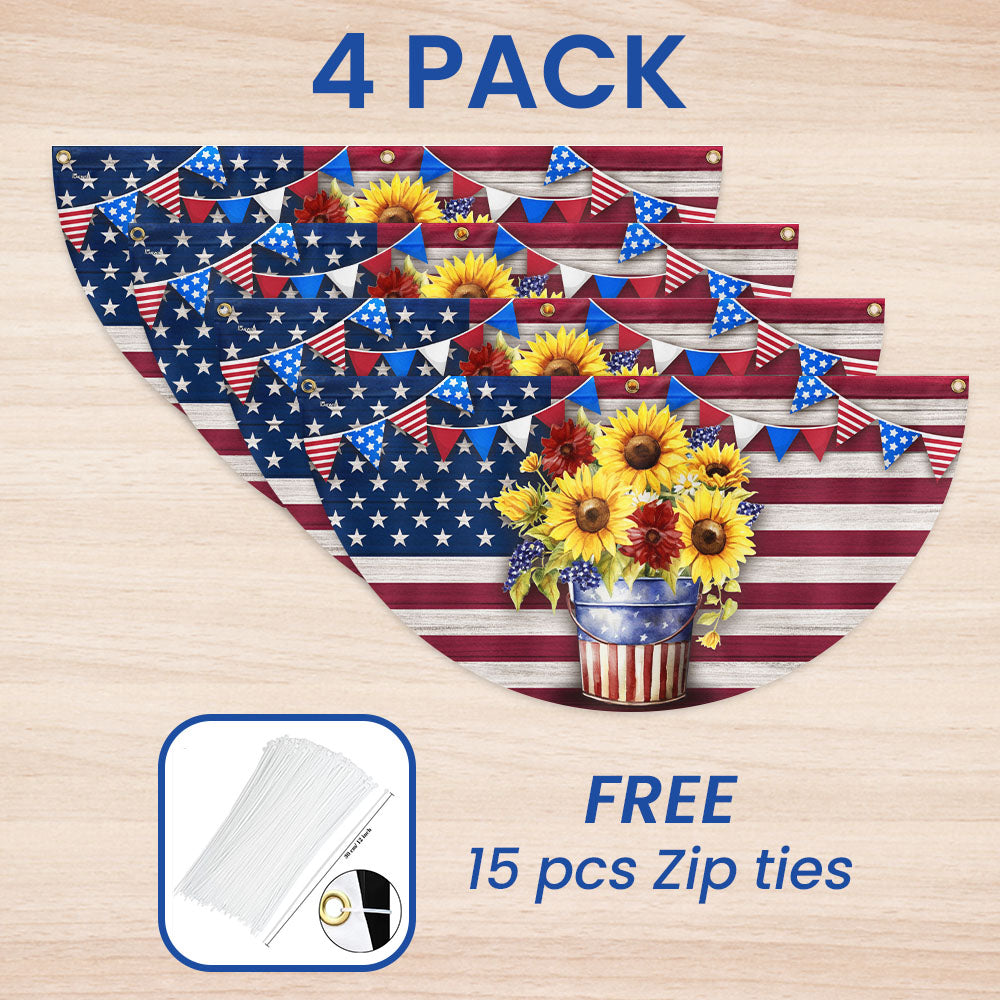 Flagwix American Flag - Sunflowers Happy 4th of july Patriotic Non-Pleated Fan Flag