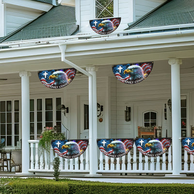 Patriotic Eagle God Family Country Non-Pleated Fan Flag