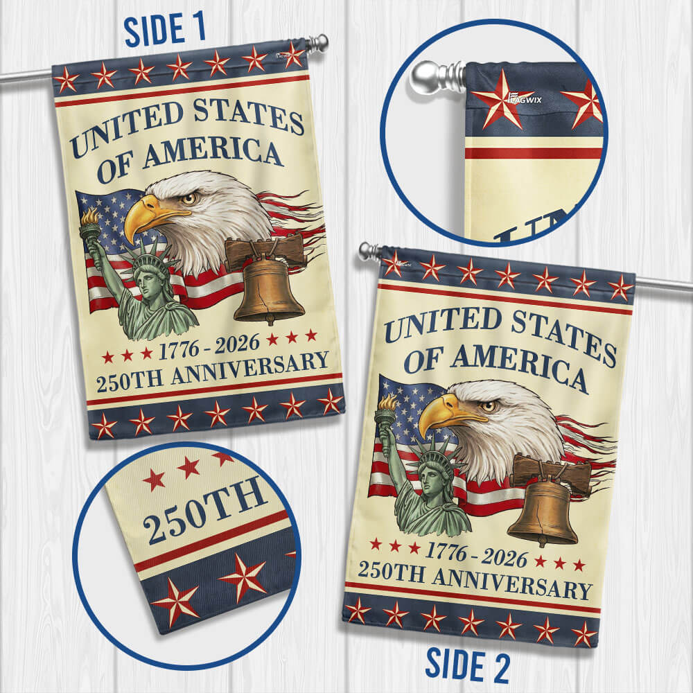 Vintage Americana Patriotic United States 250th Anniversary Flag