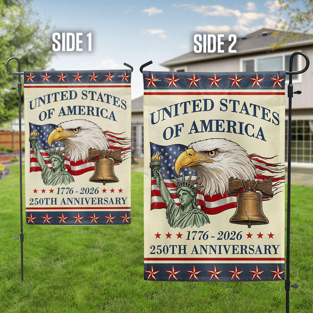 Vintage Americana Patriotic United States 250th Anniversary Flag