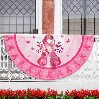 Breast Cancer Awareness Pink Boxing Gloves Non-Pleated Fan Flag