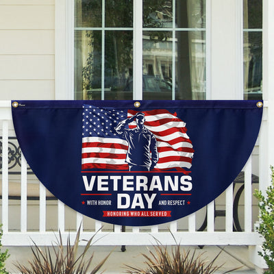 Veterans Day Honoring Who All Served With Honor and Respect Non-Pleated Fan Flag