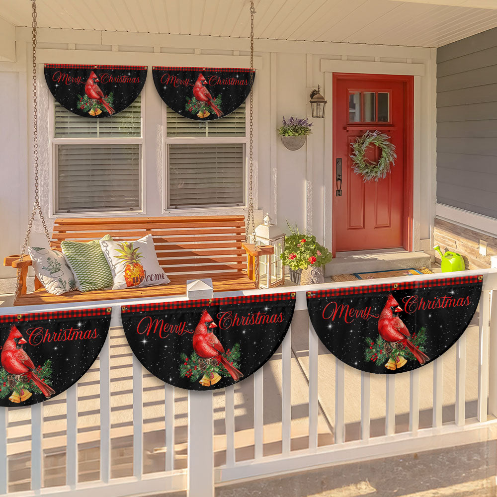 Cardinal Merry Christmas Fan Flag - Holiday Gift & Festive Home Décor, Non-Pleated  - 3-Day Shipping