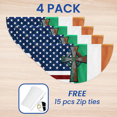 Irish Celtic Knot Cross St. Patrick’s Day Irish American Non-Pleated Fan Flag