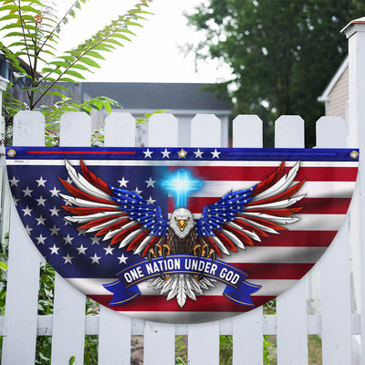 One Nation Under God Patriotic Eagle Non-Pleated Fan Flag 3-Day Shipping