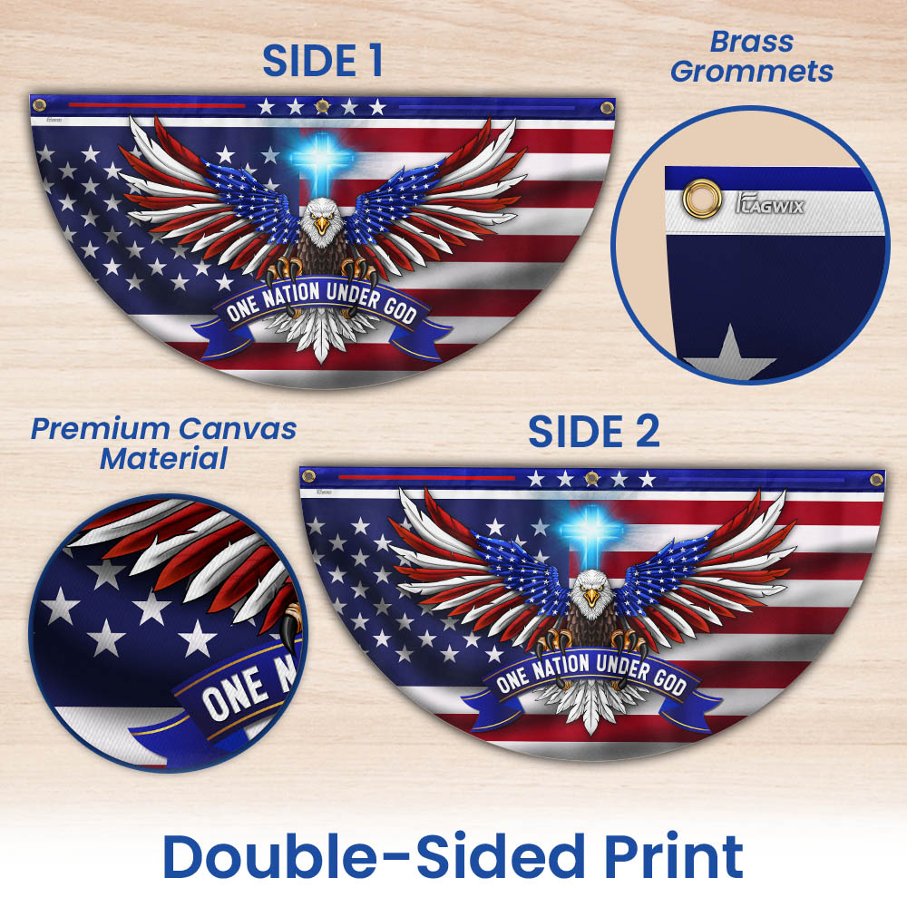 One Nation Under God Patriotic Eagle Non-Pleated Fan Flag 3-Day Shipping