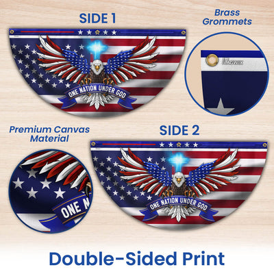 One Nation Under God Patriotic Eagle Non-Pleated Fan Flag 3-Day Shipping
