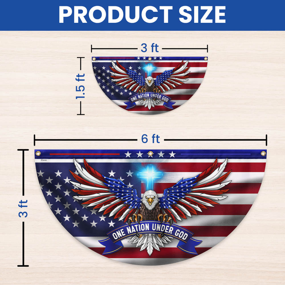 One Nation Under God Patriotic Eagle Non-Pleated Fan Flag 3-Day Shipping