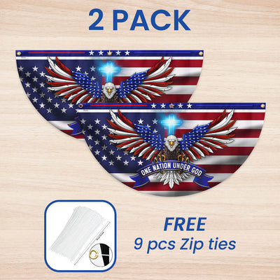 One Nation Under God Patriotic Eagle Non-Pleated Fan Flag 3-Day Shipping