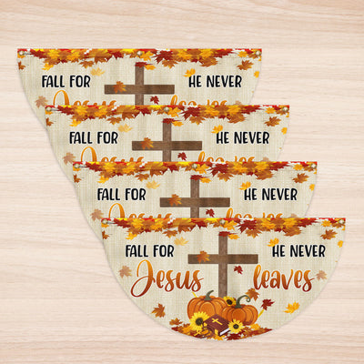 Fall For Jesus He Never Leaves Non-Pleated Fan Flag