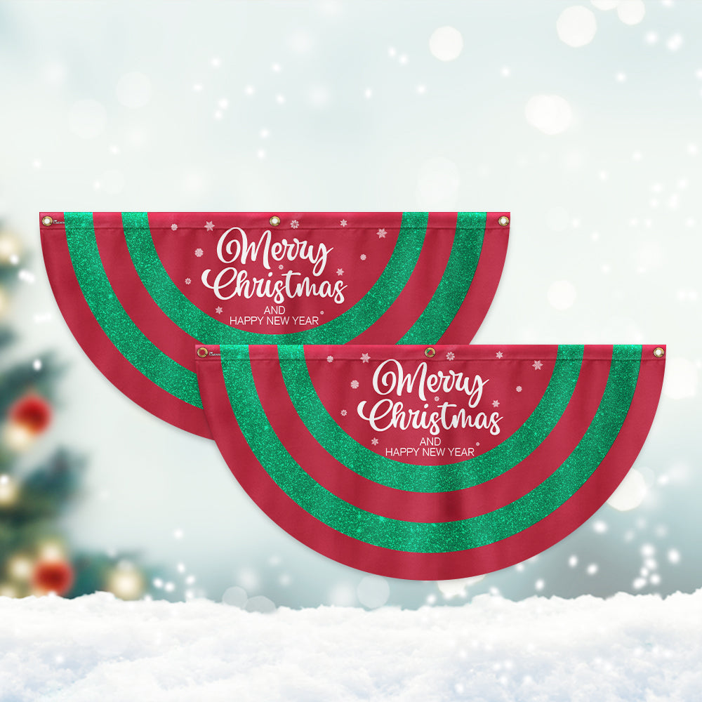 Merry Christmas  And Happy New Year Non-Pleated Fan Flag