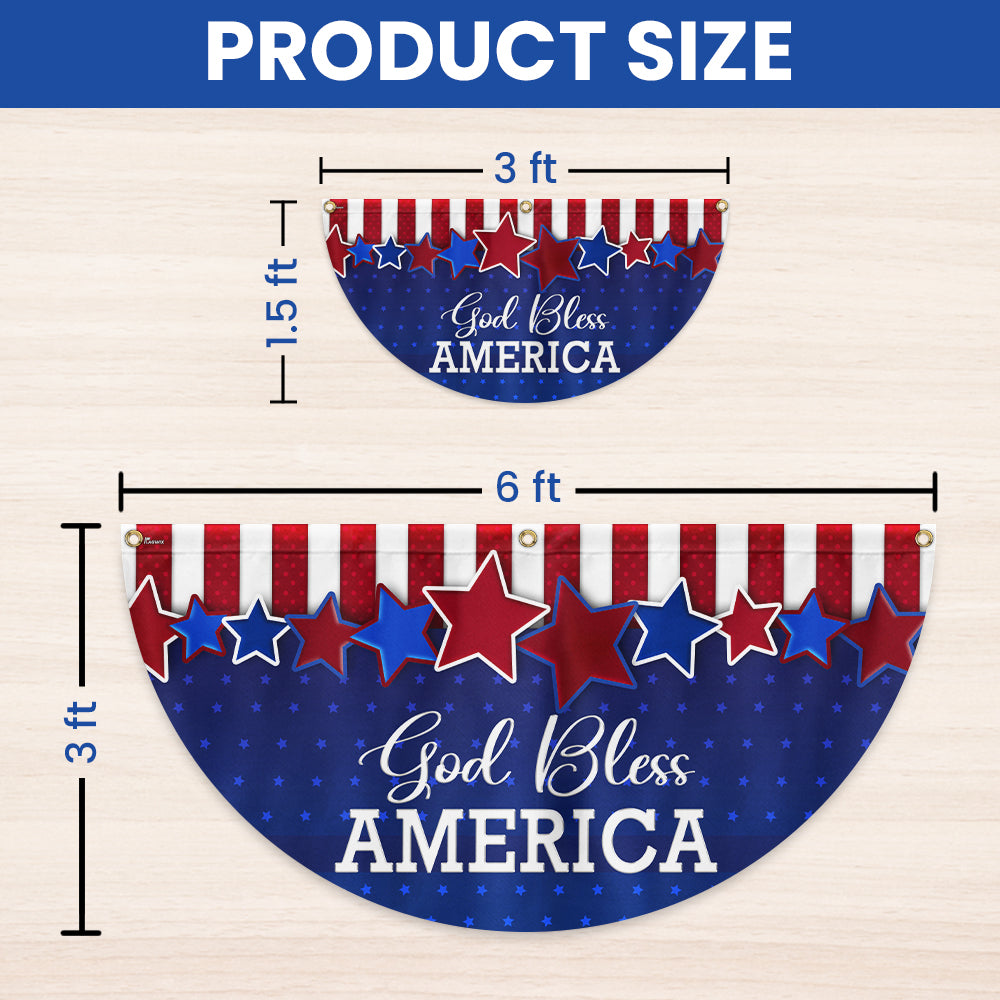 God Bless America Patriotic Non-Pleated Fan Flag