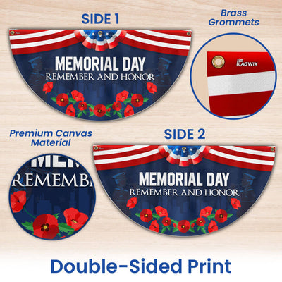 Memorial Day Flag Remember And Honor Non-Pleated Fan Flag