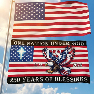 Christian Cross Flag, 250 Years of Blessings Patriotic Eagle Grommet Flag