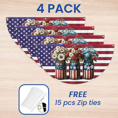Flagwix American Flag - 4th Of july Patriotic Flowers Non-Pleated Fan Flag