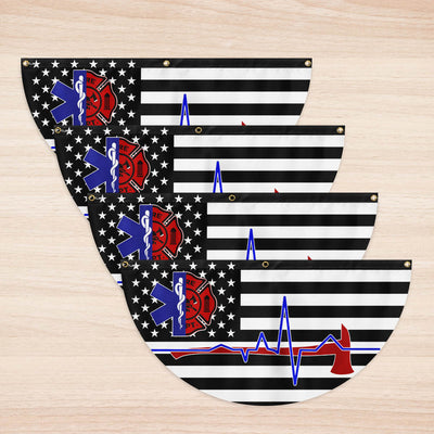 EMT Firefighter American Non-Pleated Fan Flag