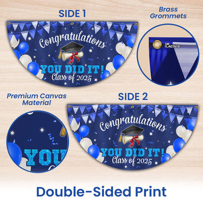 Congratulations You Did It, Happy Graduation 2025 Non-Pleated Fan Flag
