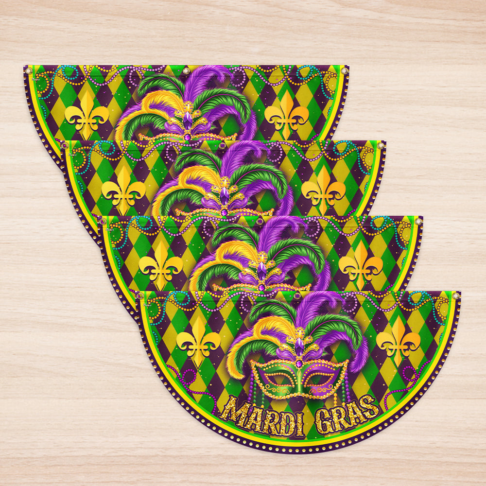 Mardi Gras Non-Pleated Fan Flag, Trending Party Vibes in 2026