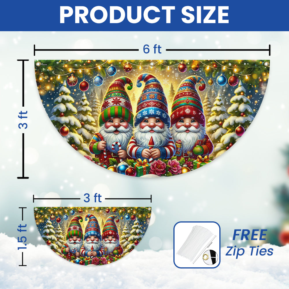 Christmas Gnomes Holidays Winter Non-Pleated Fan Flag