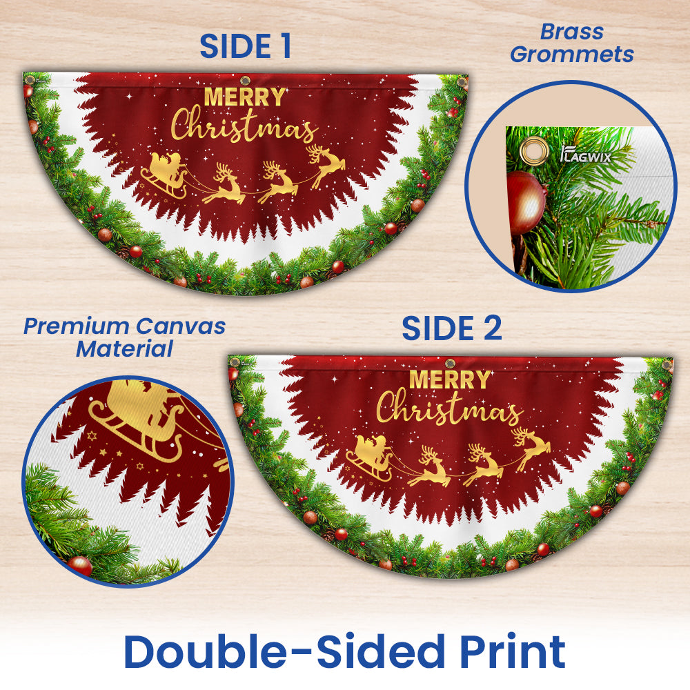 Merry Christmas Santa Claus Reindeer Non-Pleated Fan Flag
