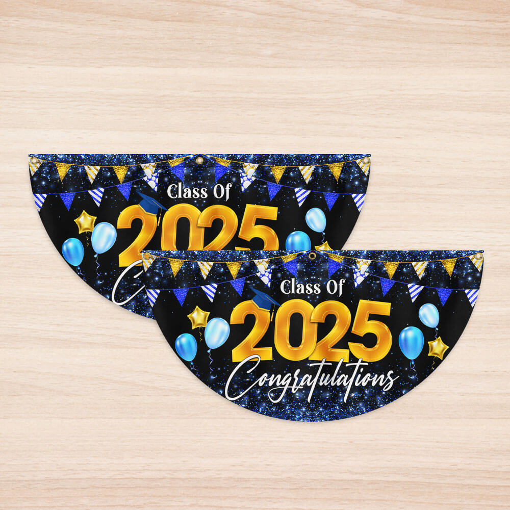 Graduation 2025 Senior Class Of 2025 Non-Pleated Fan Flag