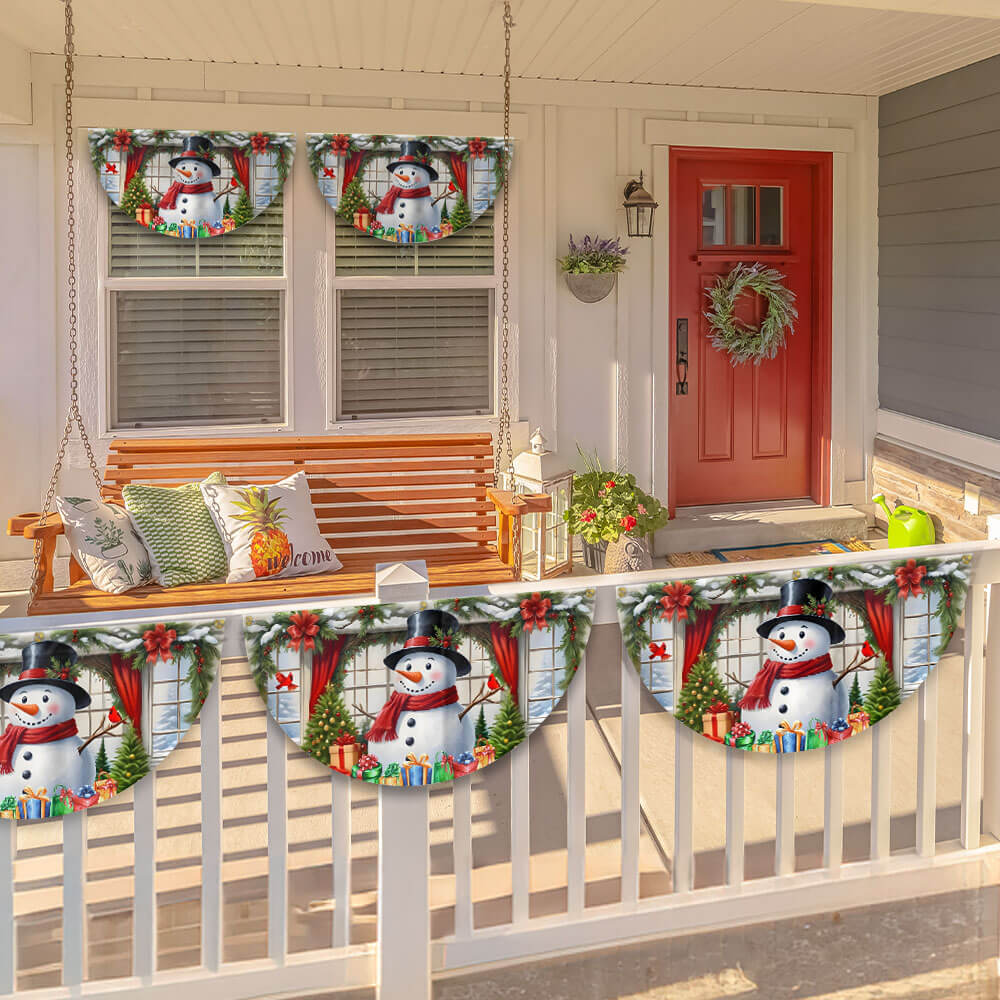 Snowman Merry Christmas Non-Pleated Fan Flag