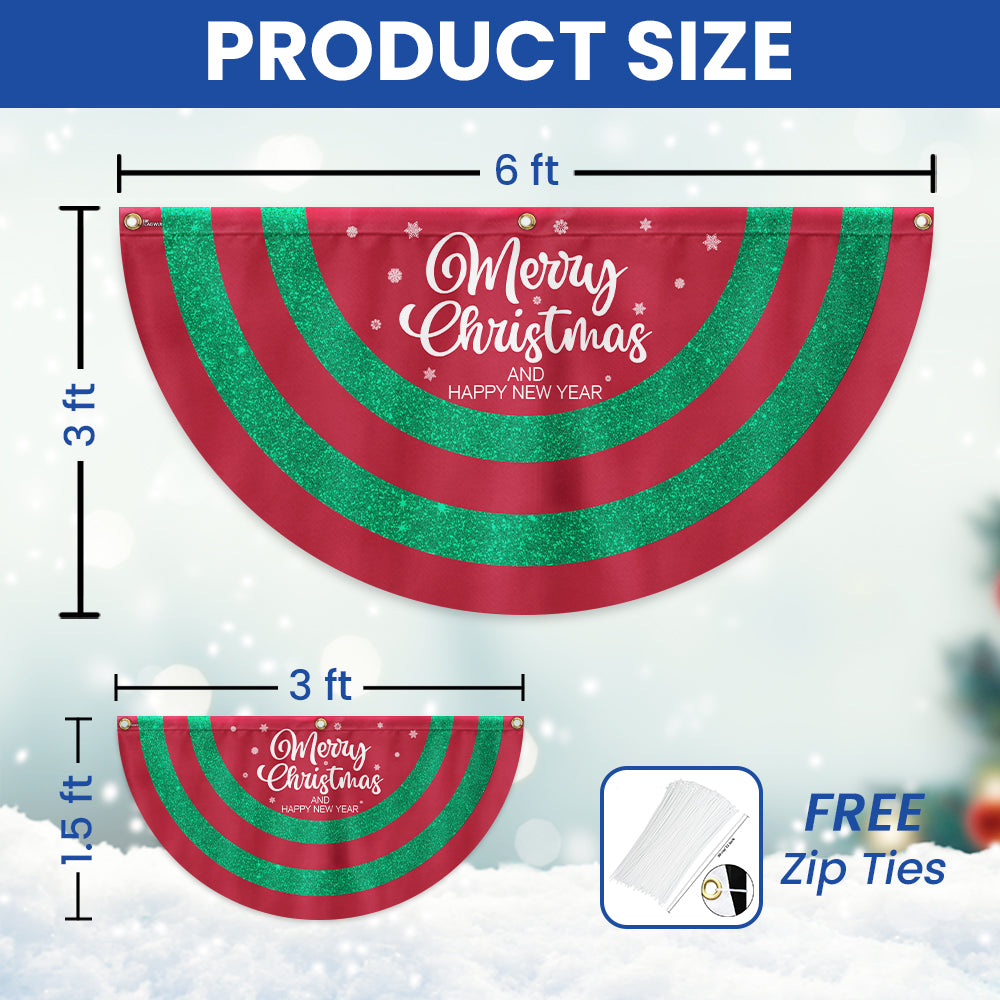 Merry Christmas  And Happy New Year Non-Pleated Fan Flag