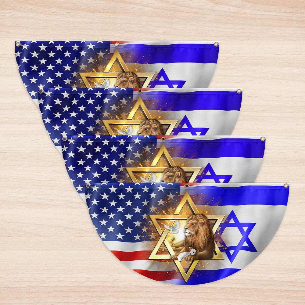 Jewish Lion Of Judah Israel American Non-Pleated Fan Flag