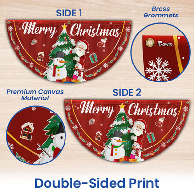 Merry Christmas Fan Flag - Santa Claus & Snowman Non-Pleated Holiday Décor  - 3-Day Shipping