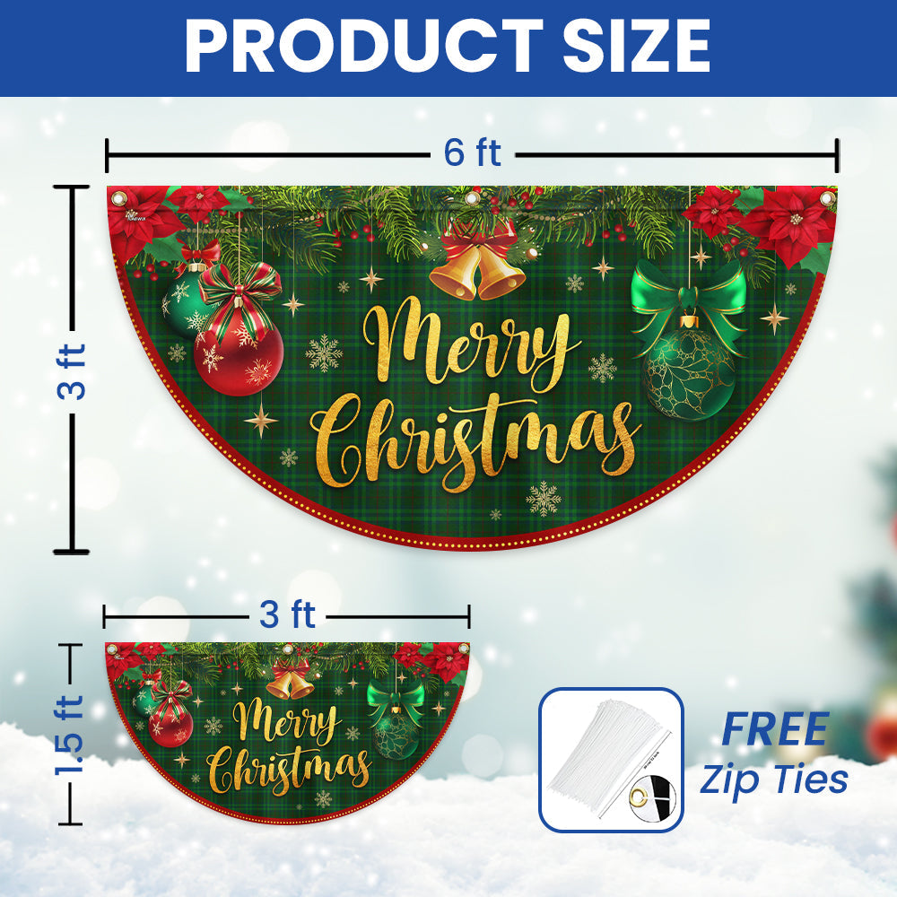 Merry Christmas Winter Holiday Decorations Non-Pleated Fan Flag
