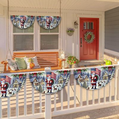 Santa Claus We Wish You Ameri Christmas Non-Pleated Fan Flag