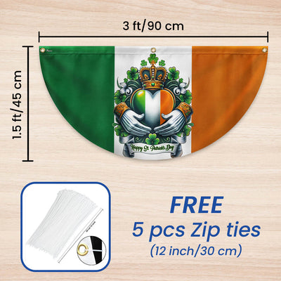 Happy St. Patrick’s Day Claddagh Symbol Irish Non-Pleated Fan Flag