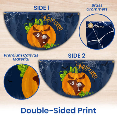 Welcome South Carolina Pumpkins Happy Fall Halloween Non-Pleated Fan Flag