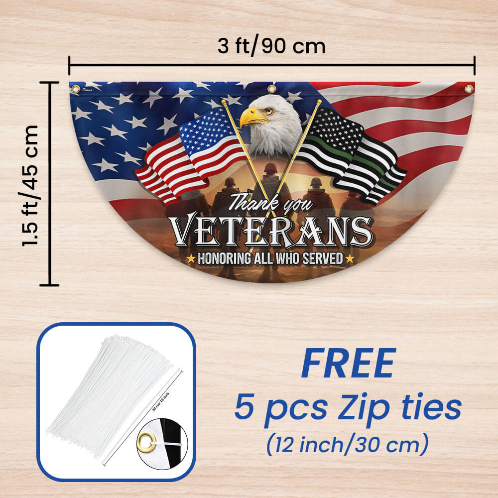 Thank You Veterans, American Eagle Veterans Day Veteran Non-Pleated Fan Flag 3-Day Shipping