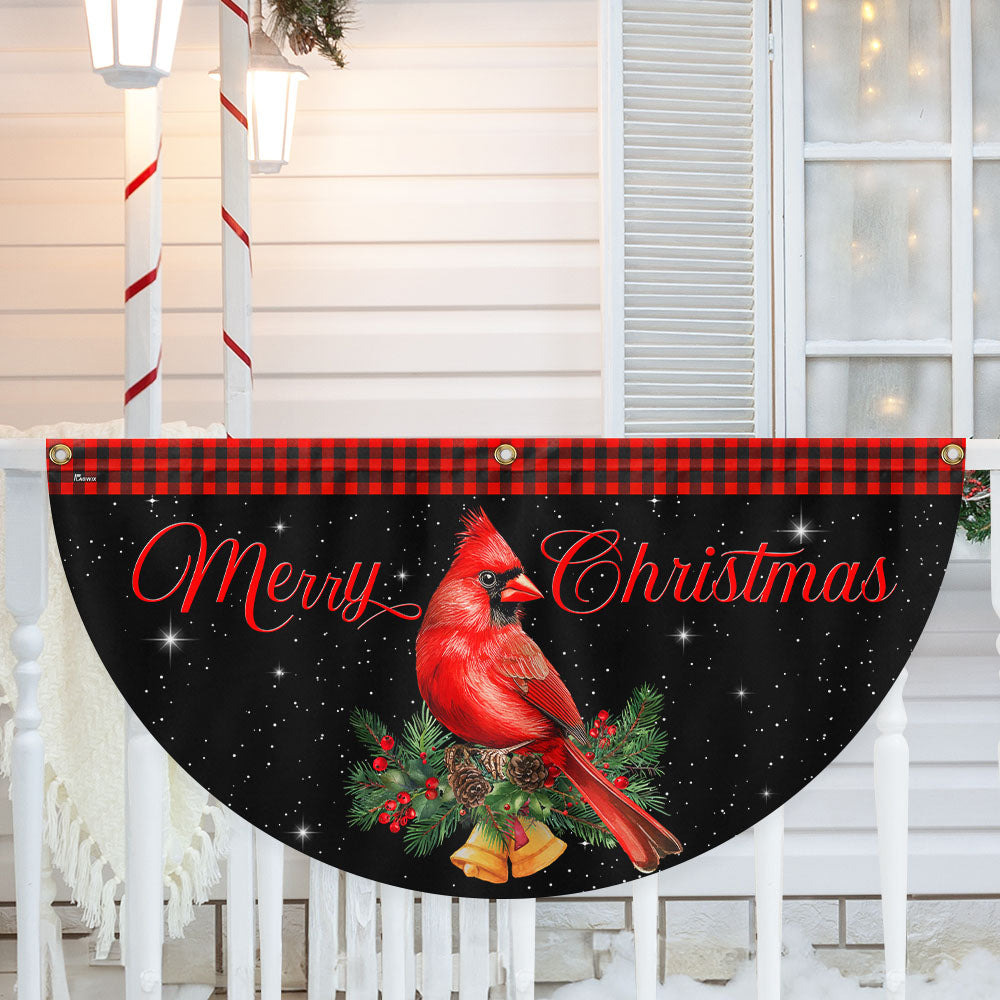 Cardinal Merry Christmas Fan Flag - Holiday Gift & Festive Home Décor, Non-Pleated  - 3-Day Shipping