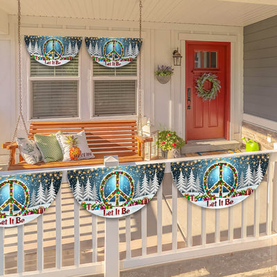 Hippie Christmas Let It be Non-Pleated Fan Flag