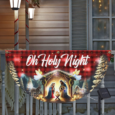 Nativity Of Jesus Christmas Silent Night Oh Holy Night Solar Led Fan Flag