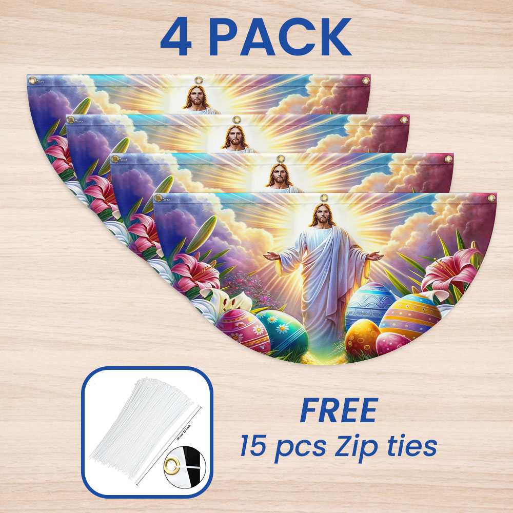 He Is Risen Easter Jesus Non-Pleated Fan Flag