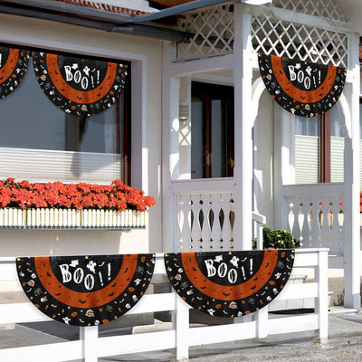 Happy Halloween Spooky Ghost Boo Non-Pleated Fan Flag