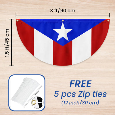 Puerto Rico Non-Pleated Fan Flag