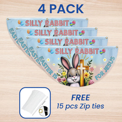 Bunny Easter Day Silly Rabbit Easter is for Jesus Non-Pleated Fan Flag