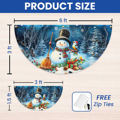 Snowman Let It Snow Christmas Non-Pleated Fan Flag