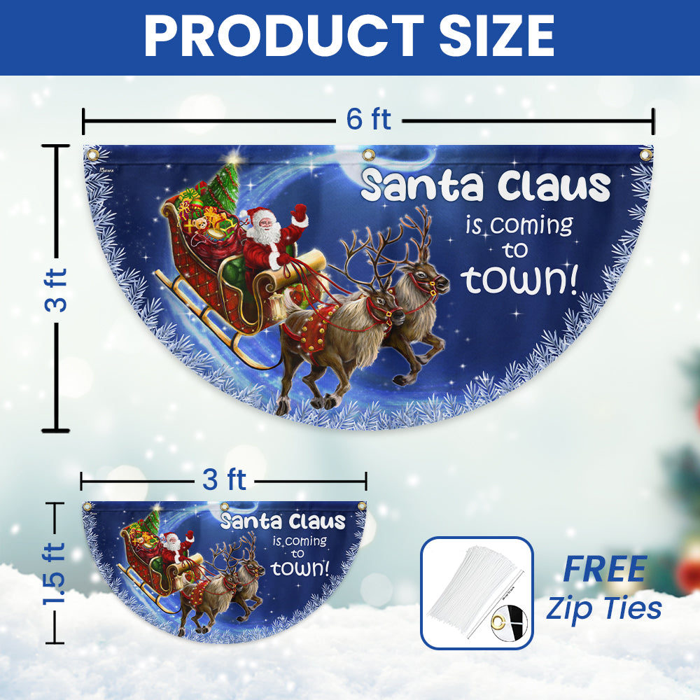 Santa Claus Is Coming Christmas Non-Pleated Fan Flag