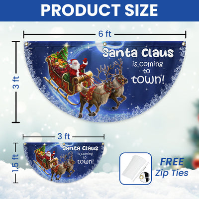 Santa Claus Is Coming Christmas Non-Pleated Fan Flag
